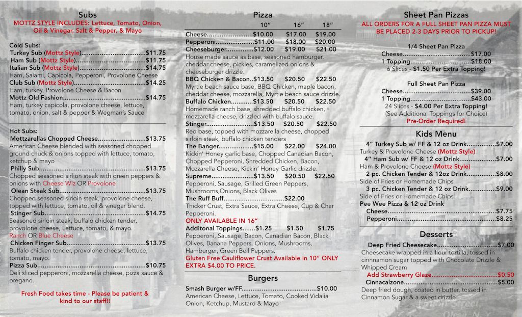 Mottzarellas Menu 1