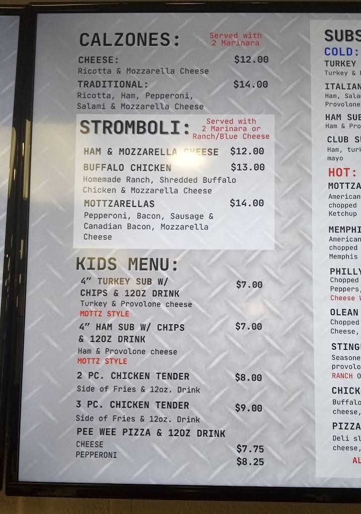 Mottzarellas Menu 4